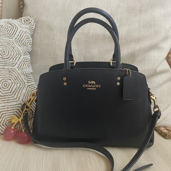 Coach Handbags - Coach Mini Lillie Carryall Satchel Navy Blue Leather | Crossbody Strap 91140